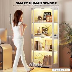 Minifigures Corner Display Case White 4 Tier LED Figure Diecast Toy Car Cabinet