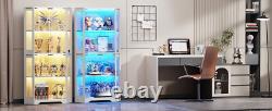Minifigures Corner Display Case White 4 Tier LED Figure Diecast Toy Car Cabinet