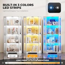 Minifigures Corner Display Case White 4 Tier LED Figure Diecast Toy Car Cabinet