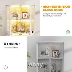 Minifigures Corner Display Case White 4 Tier LED Figure Diecast Toy Car Cabinet