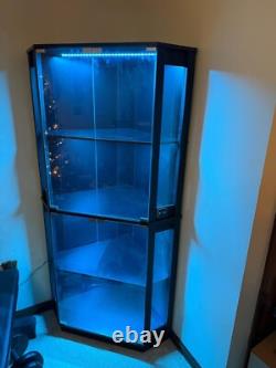 Minifigures Corner Display Case White 4 Tier LED Figure Diecast Toy Car Cabinet