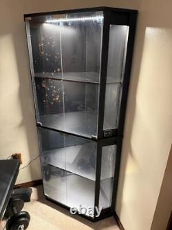 Minifigures Corner Display Case White 4 Tier LED Figure Diecast Toy Car Cabinet