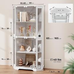 Minifigures Corner Display Case White 4 Tier LED Figure Diecast Toy Car Cabinet