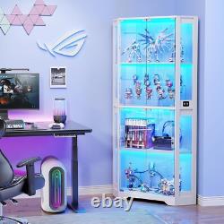 Minifigures Corner Display Case White 4 Tier LED Figure Diecast Toy Car Cabinet