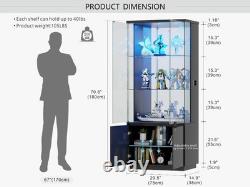 Minifigures Display Case 4 Tier 71 LED Light Figure Collectibles Glass Cabinet