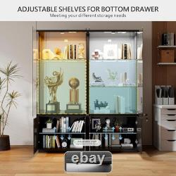 Minifigures Display Case 4 Tier 71 LED Light Figure Collectibles Glass Cabinet