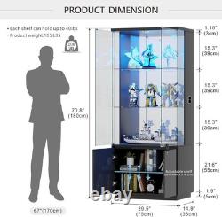 Minifigures Display Case 4 Tier 71 LED Light Figure Collectibles Glass Cabinet