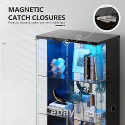 Minifigures Display Case 4 Tier 71 LED Light Figure Collectibles Glass Cabinet
