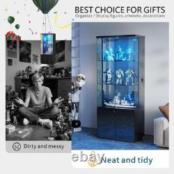 Minifigures Display Case 4 Tier 71 LED Light Figure Collectibles Glass Cabinet