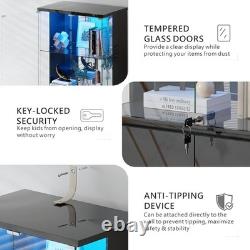 Minifigures Display Case 4 Tier 71 LED Light Figure Collectibles Glass Cabinet