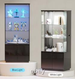 Minifigures Display Case 4 Tier 71 LED Light Figure Collectibles Glass Cabinet