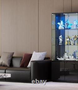 Minifigures Display Case 4 Tier 71 LED Light Figure Collectibles Glass Cabinet