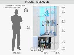 Minifigures Display Case 4 Tier 71 LED Light Figure Collectibles White Cabinet