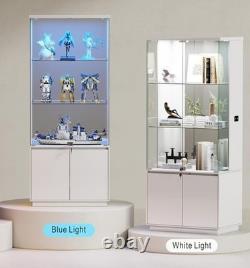 Minifigures Display Case 4 Tier 71 LED Light Figure Collectibles White Cabinet