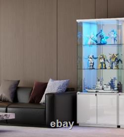 Minifigures Display Case 4 Tier 71 LED Light Figure Collectibles White Cabinet