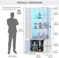 Minifigures Display Case 4 Tier 71 LED Light Figure Collectibles White Cabinet