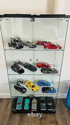 Minifigures Display Case 4 Tier Figure Diecast Model Car Glass Shelf 64 Cabinet