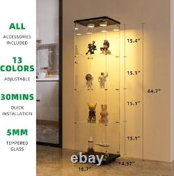 Minifigures Display Case 4 Tier LED Figure Diecast Car Glass Shelf 65 Cabinet