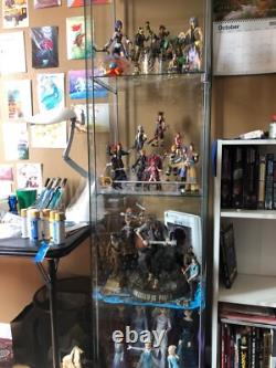 Minifigures Display Case 4 Tier LED Figure Diecast Car Glass Shelf 65 Cabinet
