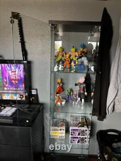 Minifigures Display Case 4 Tier LED Figure Diecast Car Glass Shelf 65 Cabinet