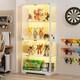 Minifigures Display Case 4 Tier Led Figure Diecast Model Car Glass White Cabinet