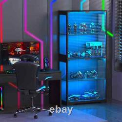 Minifigures Display Case 4 Tier LED Figure Diecast Model Car Glass White Cabinet