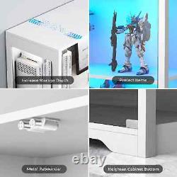 Minifigures Display Case 4 Tier LED Figure Diecast Model Car Glass White Cabinet