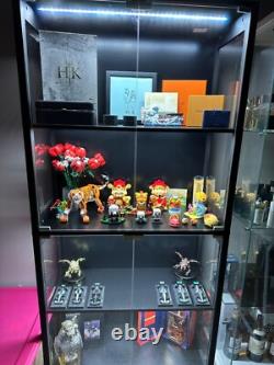 Minifigures Display Case 4 Tier LED Figure Diecast Model Car Glass White Cabinet