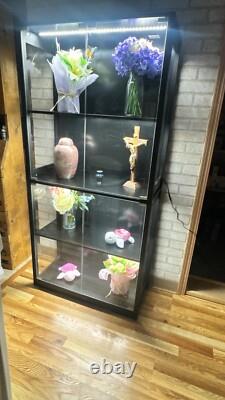 Minifigures Display Case 4 Tier LED Figure Diecast Model Car Glass White Cabinet