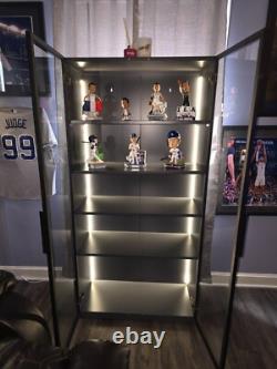 Minifigures Display Case 4 Tier LED Figure Diecast Model Car Glass White Cabinet
