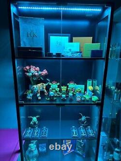 Minifigures Display Case 4 Tier LED Figure Diecast Model Car Glass White Cabinet