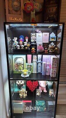 Minifigures Display Case 4 Tier LED Figure Diecast Model Car Glass White Cabinet