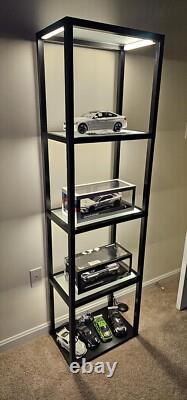 Minifigures Display Case 4 Tier LED Figure Diecast Model Car Shelf Glass Cabinet