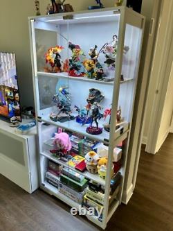 Minifigures Display Case 4 Tier LED Gray Figure Diecast Model Car Glass Cabinet