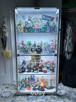 Minifigures Display Case 4 Tier LED Gray Figure Diecast Model Car Glass Cabinet