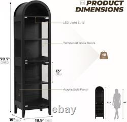 Minifigures Display Case 5 Tier Arched LED Light Action Figure Car Curio Cabinet