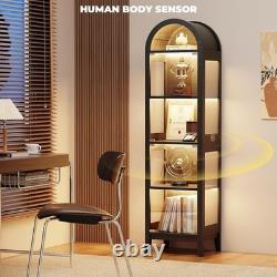 Minifigures Display Case 5 Tier Arched LED Light Action Figure Car Curio Cabinet