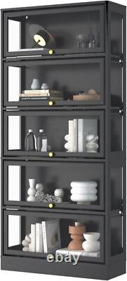 Minifigures Display Case 5 Tier Black LED Light Figure Diecast Car Shelf Cabinet