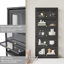 Minifigures Display Case 5 Tier Black LED Light Figure Diecast Car Shelf Cabinet
