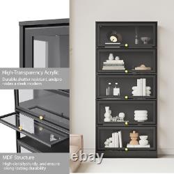 Minifigures Display Case 5 Tier Black LED Light Figure Diecast Car Shelf Cabinet