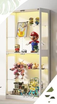 Minifigures Display Case 6 Tier 69 LED Light Figure Collectibles White Cabinet