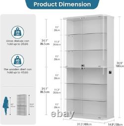 Minifigures Display Case 6 Tier 71 RGB LED Light Figure Glass Car White Cabinet