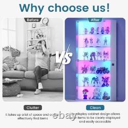 Minifigures Display Case 6 Tier 71 RGB LED Light Figure Glass Car White Cabinet