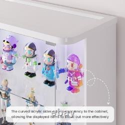 Minifigures Display Case 6 Tier 71 RGB LED Light Figure Glass Car White Cabinet