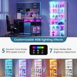 Minifigures Display Case 6 Tier 71 RGB LED Light Figure Glass Car White Cabinet