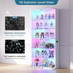 Minifigures Display Case 6 Tier 71 RGB LED Light Figure Glass Car White Cabinet