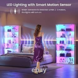 Minifigures Display Case 6 Tier 71 RGB LED Light Figure Glass Car White Cabinet