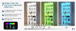 Minifigures Display Case 6 Tier 71 RGB LED Light Figure Glass Car White Cabinet