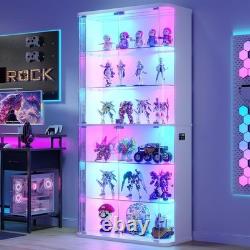 Minifigures Display Case 6 Tier 71 RGB LED Light Figure Glass Car White Cabinet