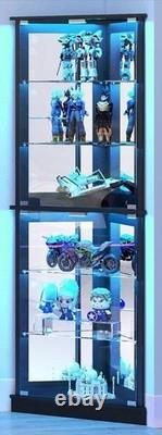 Minifigures Display Case 6 Tier 72 LED Light Figure Collectibles Glass Cabinet